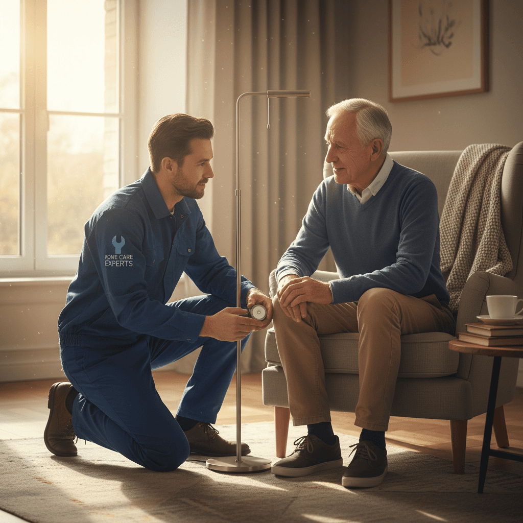 Engineer's hands precisely assembling mechanical prototype components on a workbench with CAD software visible in background